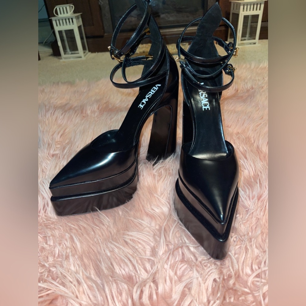 Black Versace platform heels